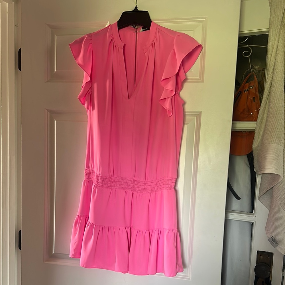 Amanda Uprichard Pink Flutter Sleeve Sundress